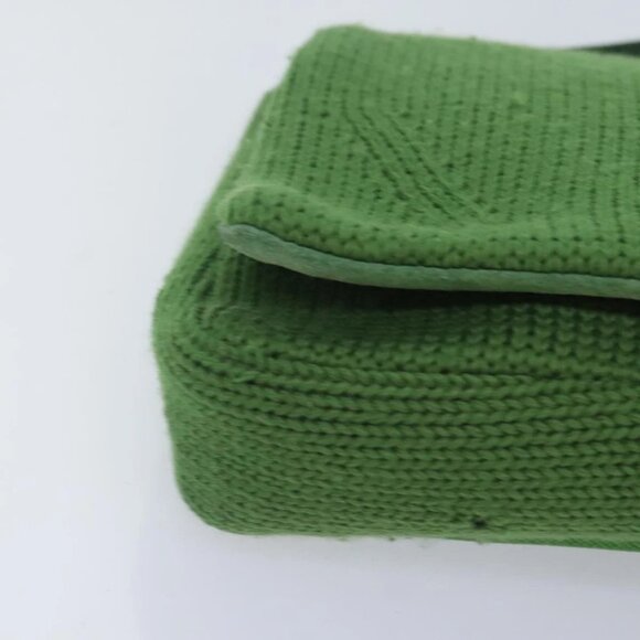 PRADA Shoulder Bag Knitted Fabrics Green Silver Auth 93808 - Picture 3 of 16